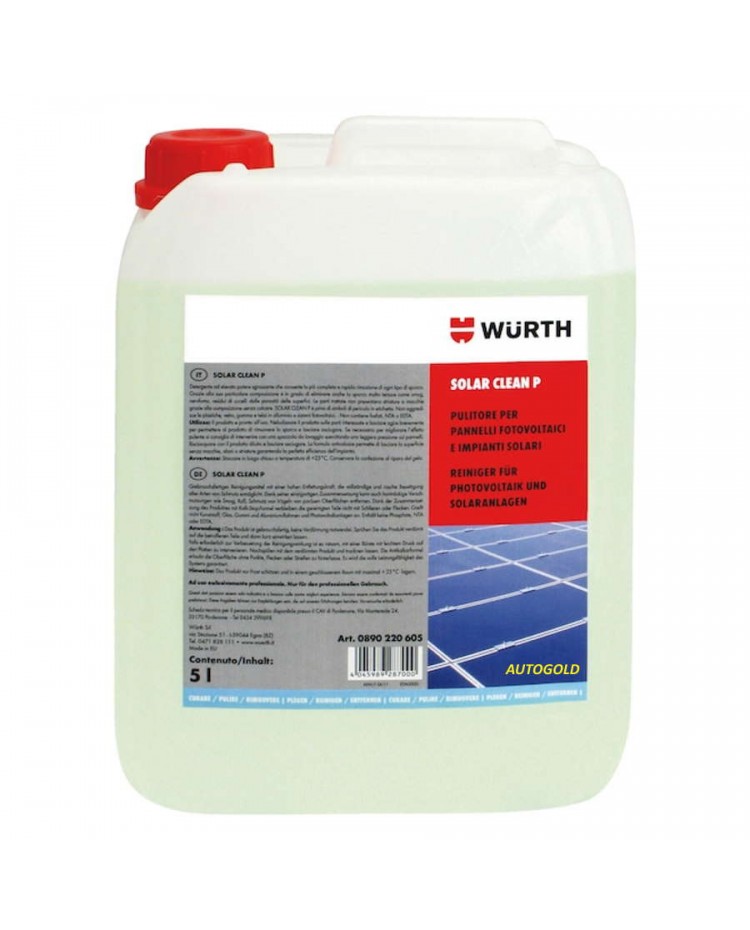 WURTH Solar Clean P (5 Lt) - pulitore pannelli solari fotovoltaici - camper  casa industria